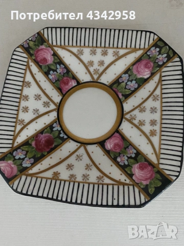 Рядка винтидж порцеланова чаша с чинийка – Art Deco, Германия (1920–1930 г.)  , снимка 3 - Антикварни и старинни предмети - 53934535