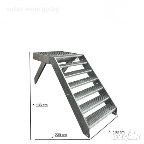 Метално стълбище с площадка 7 стъпала | За монтаж към стена | Поцинковано, снимка 2 - Други - 54236208