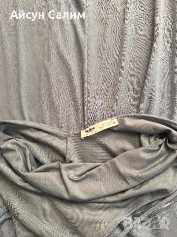 Pull&Bear пепеляво синя рокля с цепка, снимка 4 - Рокли - 53675796