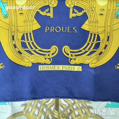 Vintage Hermès Proues Silk Scarf 87x87, снимка 5 - Шалове - 51171551