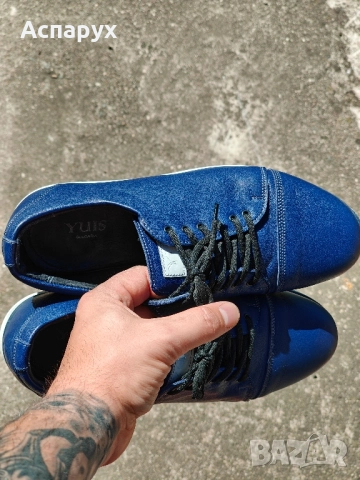 Мъжки кожени обувки 42-43 сини, снимка 3 - Ежедневни обувки - 51806844