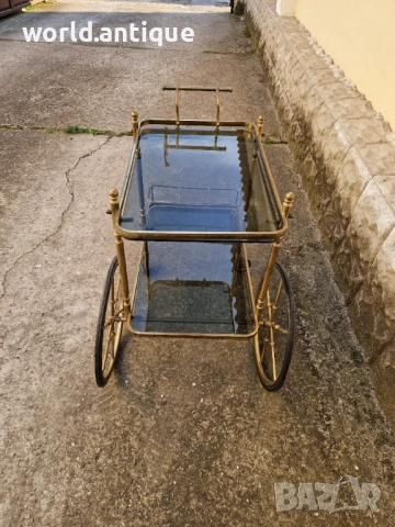 Прекрасна антикварна холандска бронзова количка за сервиране , снимка 5 - Антикварни и старинни предмети - 53757298