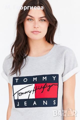 ОРИГИНАЛНА! Дамска тениска Tommy Hilfiger сиво, сива, снимка 3 - Тениски - 45698381