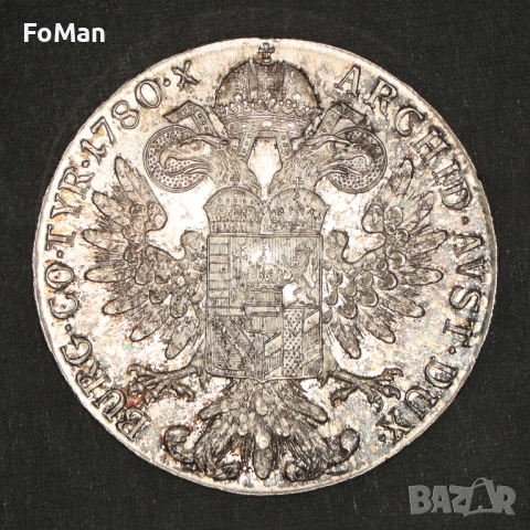 1 талер 1780 година Австрия сребро, снимка 2 - Нумизматика и бонистика - 53744544