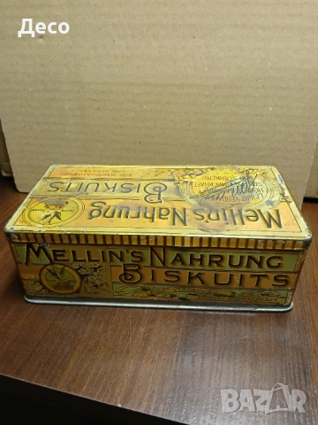 Стара тенекиена кутия от бисквити., снимка 4 - Други ценни предмети - 53295375