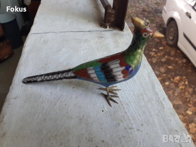 Пиле клоазоне бронз клетъчен емайл, снимка 7 - Антикварни и старинни предмети - 53294492