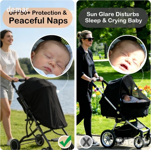 Сенник за количка и бебешка количка, блокира UV лъчите UPF50+, снимка 6 - Детски колички - 54224636