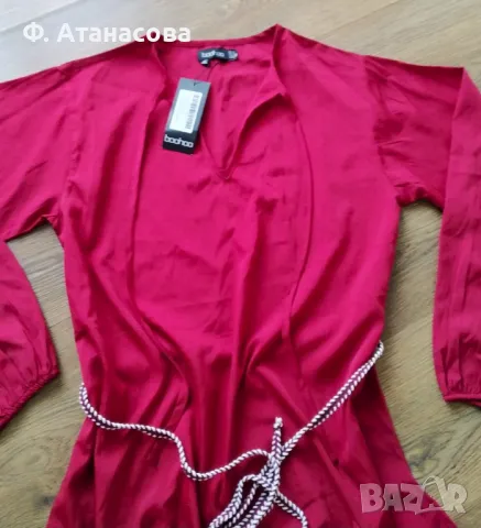 Страхотна маркова рокля туника Boohoo, коприна, размер S, нова с етикет, снимка 7 - Рокли - 50224271