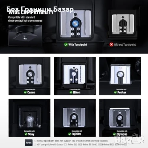 Нова Компактна фото светкавица NEEWER BASICS за камери с hot shoe фото, снимка 7 - Светкавици, студийно осветление - 51146063