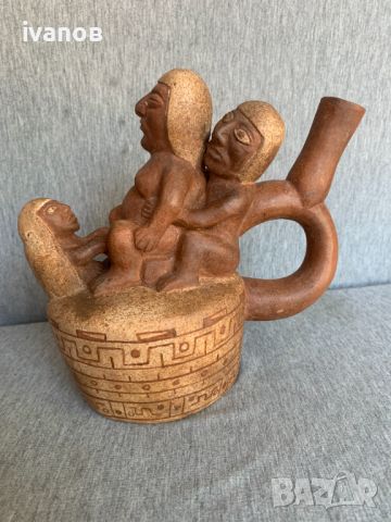 Moche Peruvian Huaco еротична керамика, снимка 1 - Статуетки - 46436994