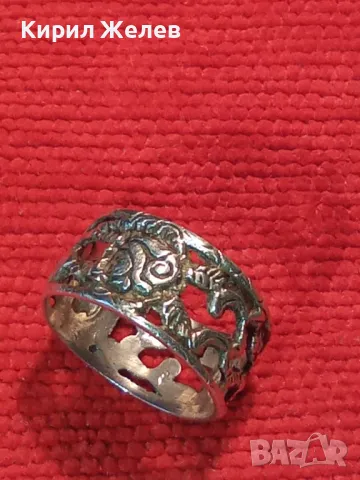 Стар АВТОРСКИ ХУДОЖЕСТВЕНО ОРНАМЕНТИРАН АЖУРЕН СРЕБЪРЕН ПРЪСТЕН СРЕБРО 835 МАЙСТОРСКА РАБОТА 8489, снимка 10 - Антикварни и старинни предмети - 50192676