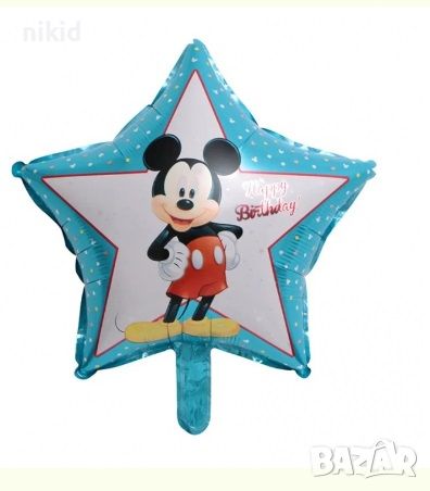 Мики Маус син звезда Happy Birthday балон фолио фолиев хелий или въздух парти рожден ден, снимка 1 - Други - 45192912