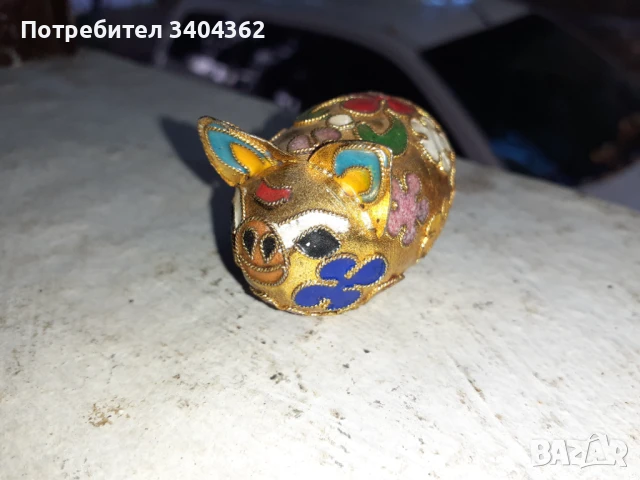 Прасенце миниатюра клоазоне бронз клетъчен емайл, снимка 7 - Антикварни и старинни предмети - 51043847