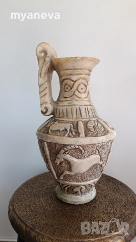 Амфора, ваза , ръчно изработена , вероятно от алабастър в античен стил, снимка 5 - Декорация за дома - 53540622