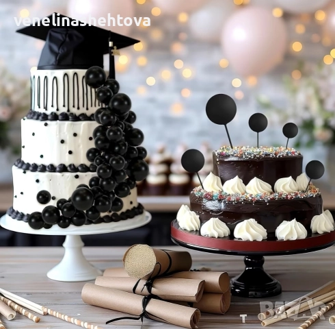 48 броя черни топчета топки на тел от стиропор за декорация на торта , снимка 3 - Други - 52702000