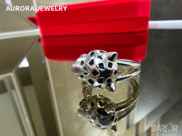 CARTIER Panthere de Cartier White Gold Black 5 Diamonds Пръстен, снимка 3 - Пръстени - 53238975