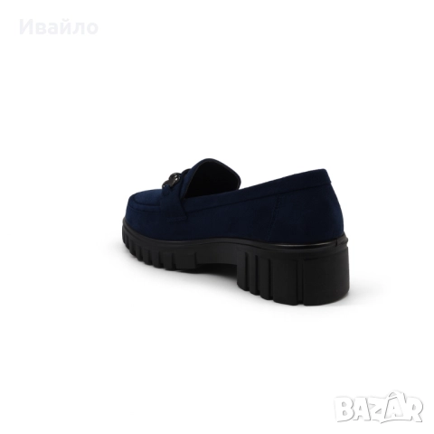 Дамски мокасини от еко велур в тъмносиньо, снимка 4 - Дамски ежедневни обувки - 52124161