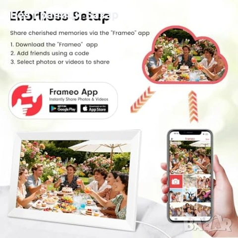 Нова 10.1" WiFi дигитална фоторамка IPS тъчскрийн 32GB Frameo за снимки, снимка 7 - Друга електроника - 53009905