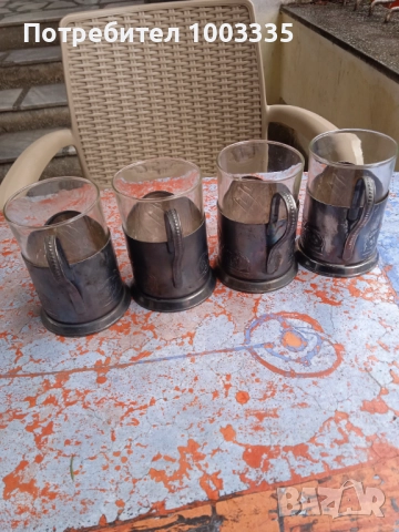 Редки посребрени подстакани Спутник , снимка 4 - Антикварни и старинни предмети - 52891704