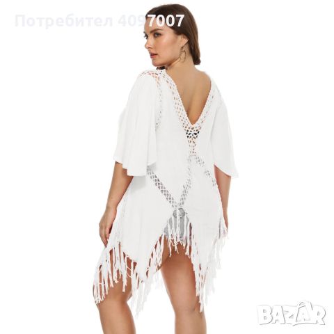 Открийте своя стил с уникалната плажна рокля: Плетена на кука с дълбоко V-образно деколте, снимка 16 - Рокли - 45741364
