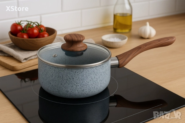 Касерола с капак Voltz Siena, 18x8см.\2л., Мраморно каменно керамично покритие, снимка 5 - Съдове за готвене - 52507709