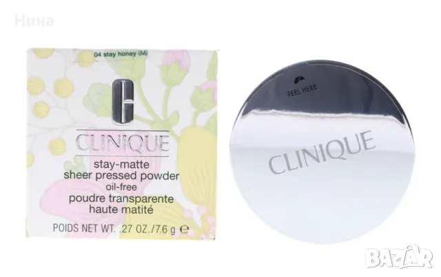 CLINIQUE Stay - MATTE  sheer PRESSED POWDER компактна пудра, Honey 04 , снимка 6 - Декоративна козметика - 47208973