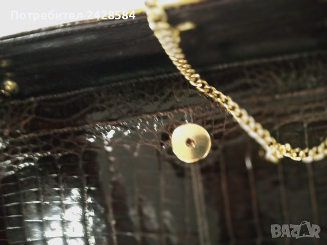 Дамска луксозна, италианска чанта. Крокодилска кожа,принт, снимка 2 - Чанти - 46286219