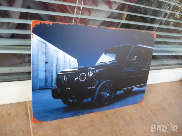Метална табела кола джип Mercedes Benz AMG Ангелски очи лъскав, снимка 2 - Рекламни табели - 49801815