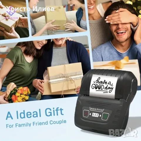 Принтер за етикети Преносим Термопринтер за малък бизнес, адрес, лого, дрехи, Принтер за стикери, снимка 3 - Друга електроника - 49998874