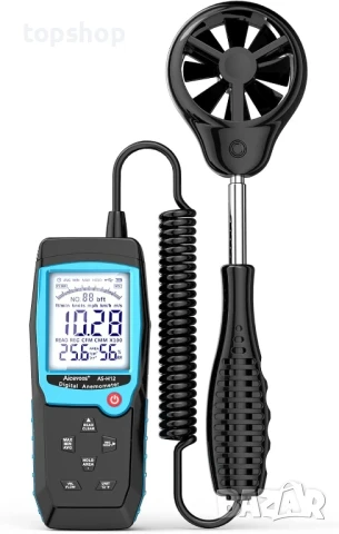 НОВ H12 Цифров анемометър, ръчен измервател на скоростта на вятъра с разширен сензор за вятър...