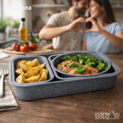 Комплект 4 тави за печене Cheffinger с мраморно незалепващо покритие 