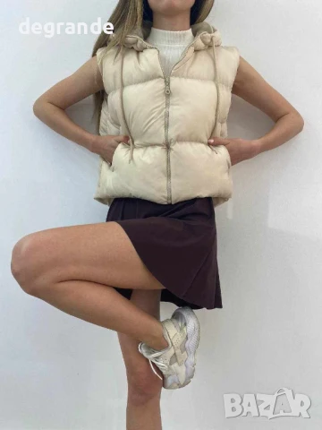 Дамски елек в бежаво зелено и циклама, снимка 8 - Елеци - 51128887