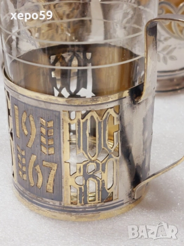 СССР-лот от много редки сребърни руски и един турски подстакани/ сребро 875, снимка 12 - Антикварни и старинни предмети - 52825209