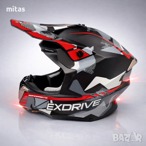 Кросова каска EXDRIVE, Full Face, DOT Сертификат, Размер: XL, снимка 8 - Аксесоари за велосипеди - 52145107