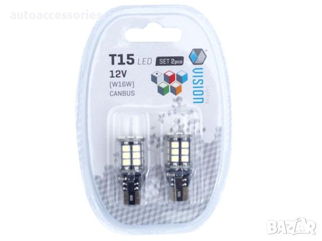 Диод VISION W16W (T15) крушка 12V 24x 3528 SMD LED, неполярна, CANBUS, бяла, 2 бр.58322, #1000056206, снимка 3 - Аксесоари и консумативи - 45110346