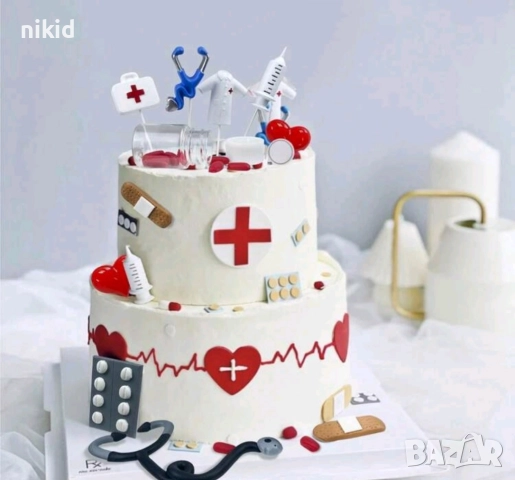 сет медицински лекарски докторски медицина лекар доктор украса декорация топери за торта аксесоари, снимка 6 - Други - 51466178