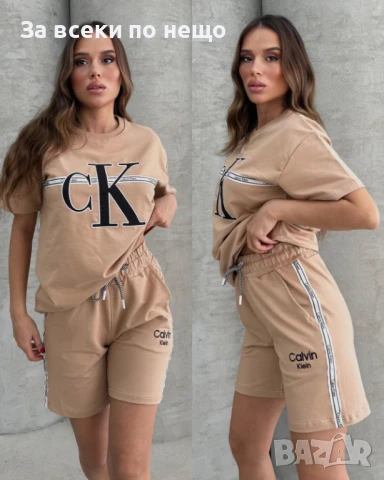 Calvin Klein Дамски Летен Комплект👚🩳Дамски Къс Екип Келвин Клайн - 6 Цвята Код A665, снимка 4 - Комплекти - 50669605