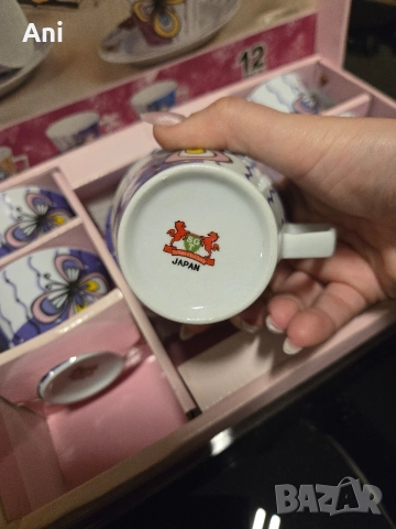 ЯПОНСКИ лилав сервиз с пеперудки за чай/кафе, снимка 5 - Сервизи - 52774718