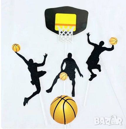 Баскетболен кош Баскетболисти играчи картонени топери украса торта мъфини парти рожден ден баскетбол, снимка 3 - Други - 27442947
