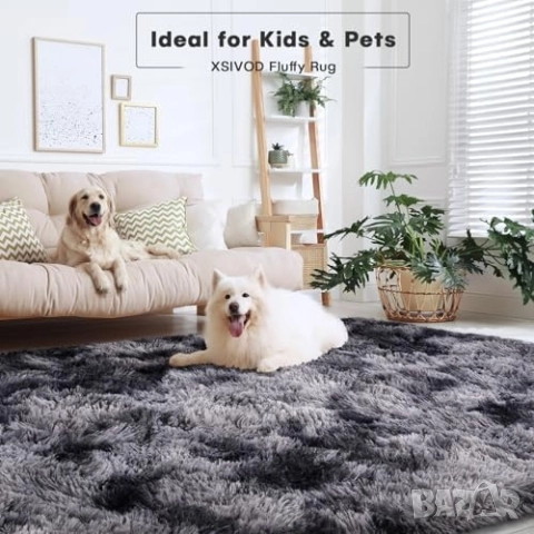 200x300см шаги пухкав килим с междинен слой пяна, Сив. Vamcheer, снимка 11 - Килими - 52569189