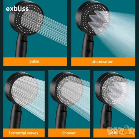 Душ слушалка с високо налягане и 5 функции, снимка 2 - Други - 53356225
