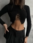 Дамска ефектна черна блуза, снимка 1