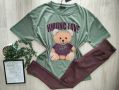 ⭕ Памучен дамски екипи  Teddy bear тениска и клин  , снимка 4