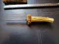 Стар нож с дръжка от рог и кания от орех с камъни, снимка 6