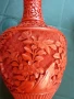Cinnabar Laquer -чифт прелестни стари китайски вази уникални, снимка 3