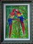 Влюбени папагали-авторска картина за подарък , снимка 1 - Картини - 45472024