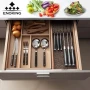 Органайзер за чекмеджета за ножове Enoking, блок за ножове с коркови разделители, акациево дърво, снимка 6