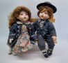 Колекционерски порцеланови кукли - момче и момиче на пейка