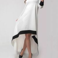 Бяла асиметрична  рокля 5хл, снимка 2 - Рокли - 45294783