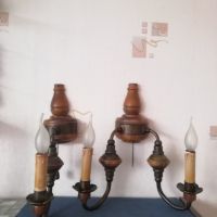Стари стенни лампи, изработени от дърво и бронз. БАРОКОВ СТИЛ. , снимка 1 - Лампи за стена - 45674104